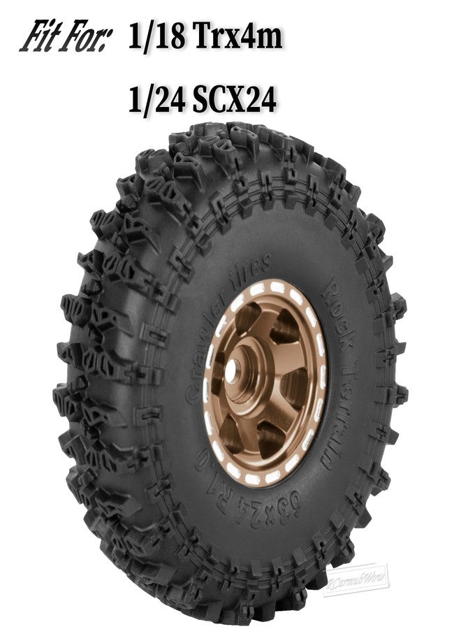 RCarmubWow 1.0 Beadlock Wheel Tires Set for 1/24 Axai1 SCX24,1/18 TRX4M RC Crawler Car,1.0 Beadlock Wheels 1.0 Beadlock Tires RC Upgrades Part,4pcs,Bronze - Image 2
